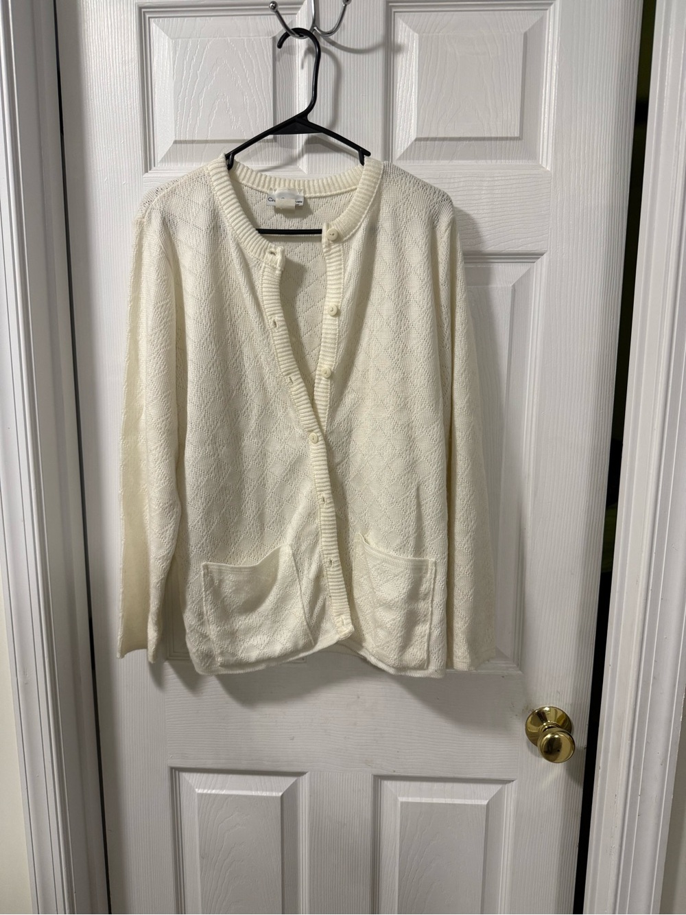 croft & barrow Cream Button-Front Knit Cardigan